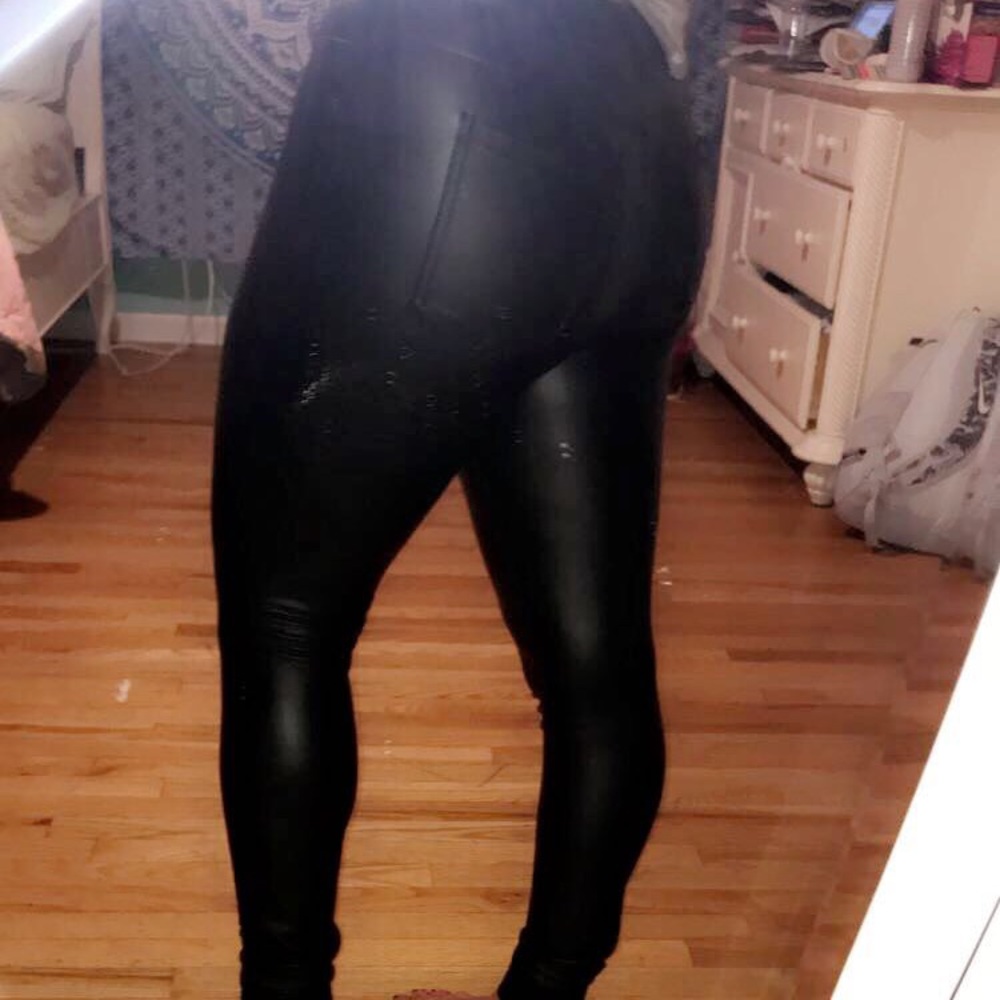 LEATHER LONG BLACK PANTS